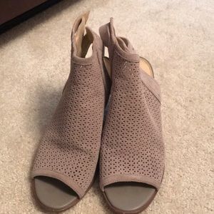 Suede Gray Open Toe Booties
